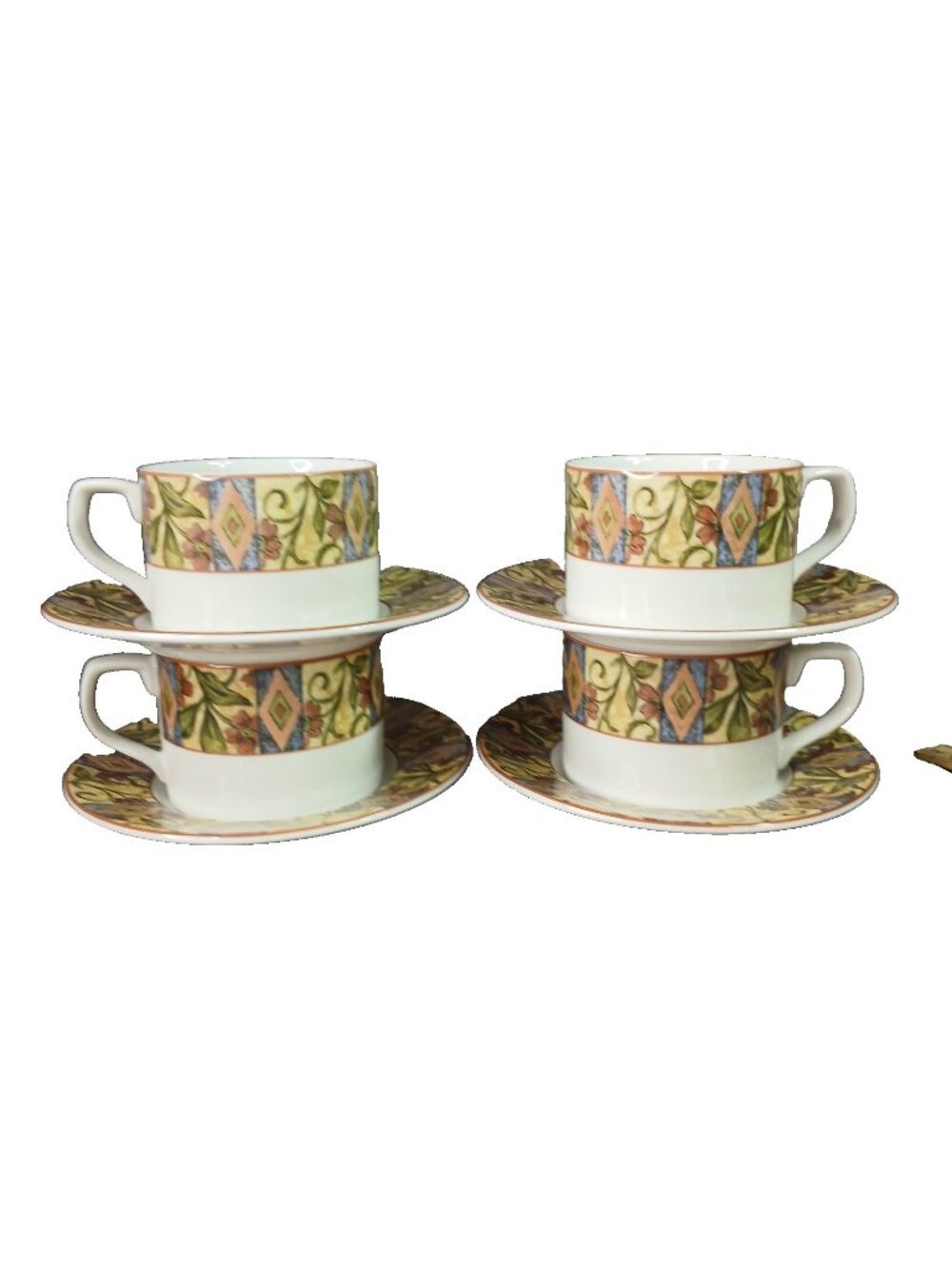 Royal Doulton Everyday Cinnabar 4 Flat Cups and Saucer Sets Vintage 90s
